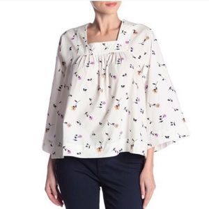 Madewell Floral Print Blouse - White and Purple